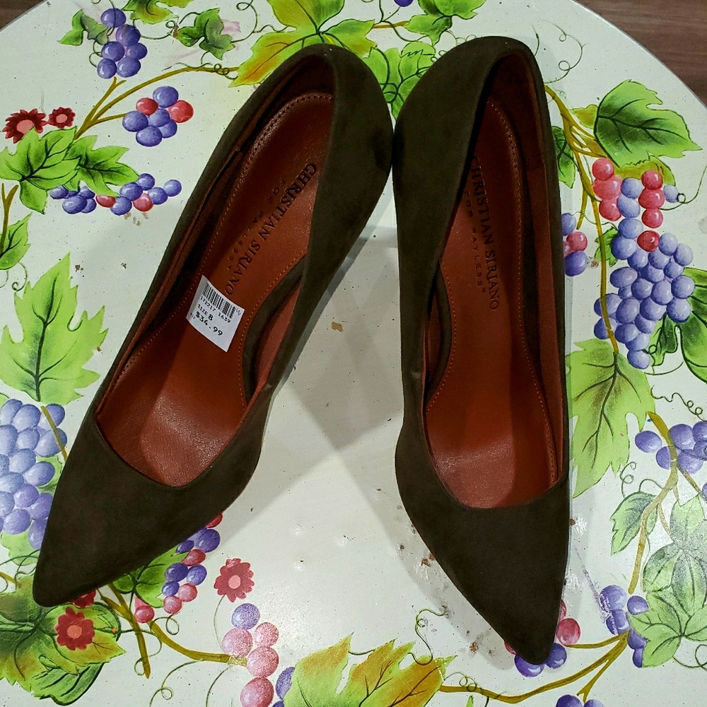 Olive green stilleto heels